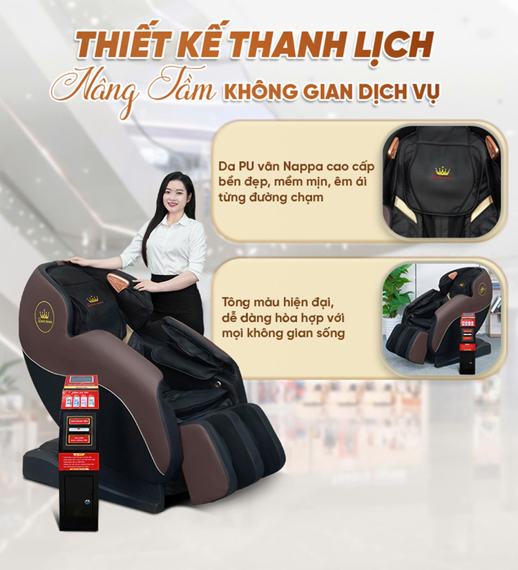 Ghế massage kinh doanh Queen Crown KD79 - Thiết kế thanh lịch