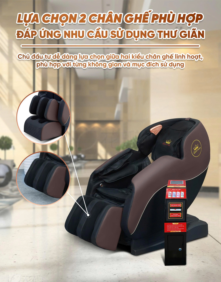 Ghế massage kinh doanh Queen Crown KD79 - Lựa chọn 2 chân ghế