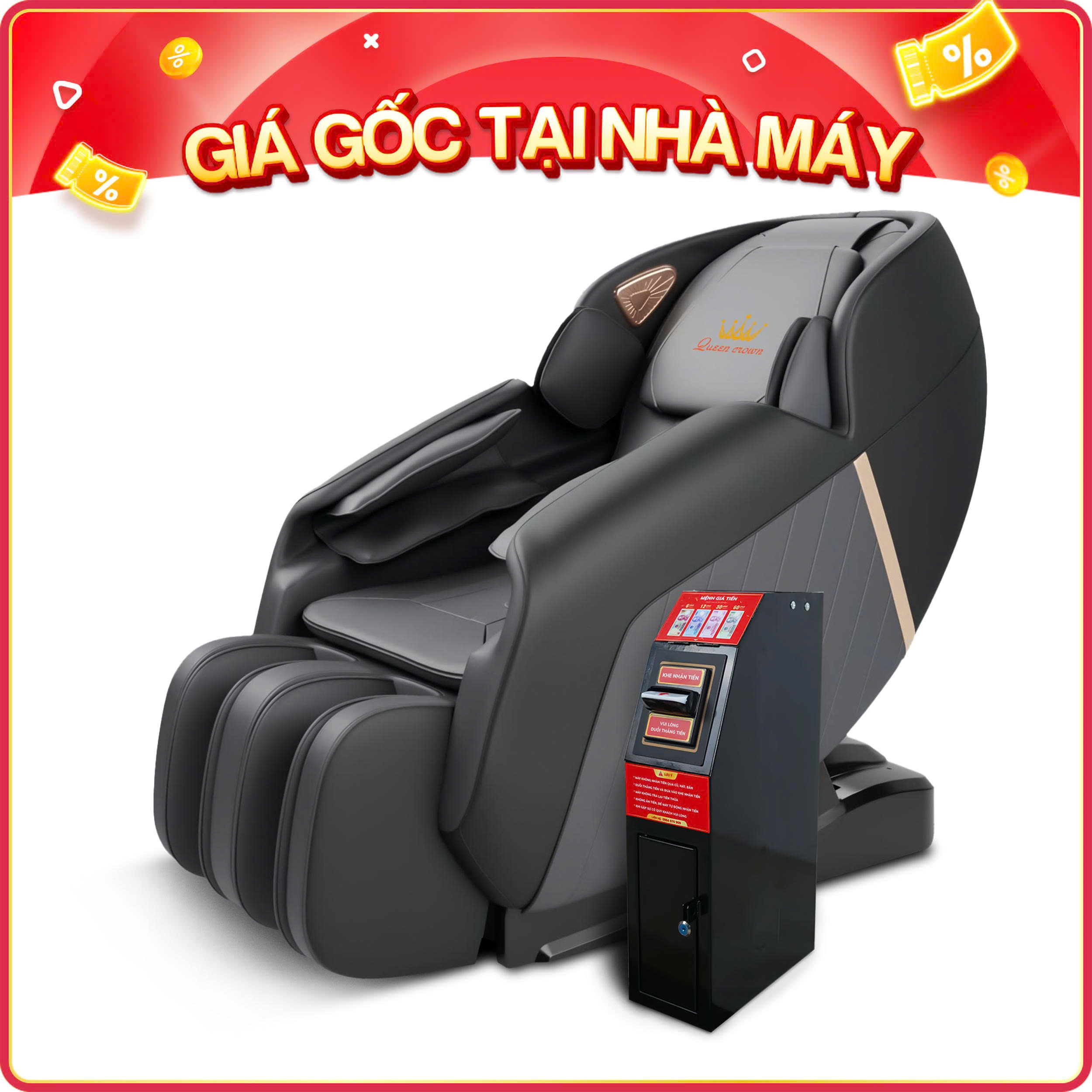 Ghế massage kinh doanh Queen Crown QC KD77 - Ảnh 2